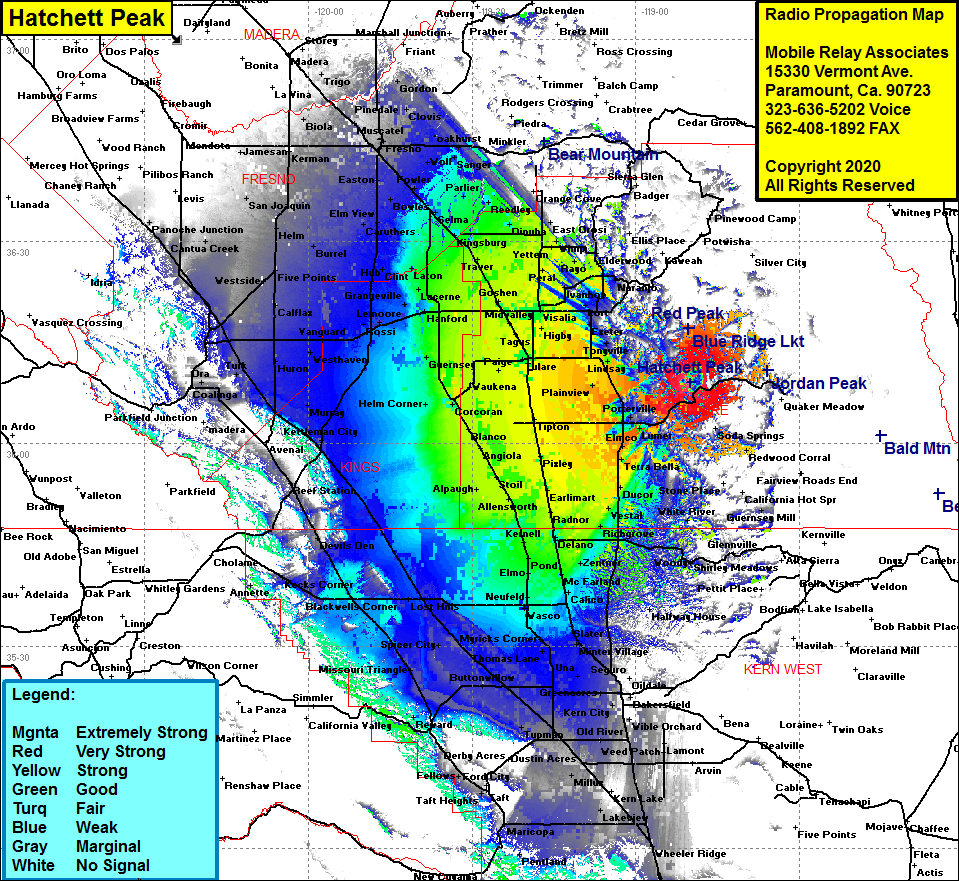 heat map radio coverage Hatchett Peak